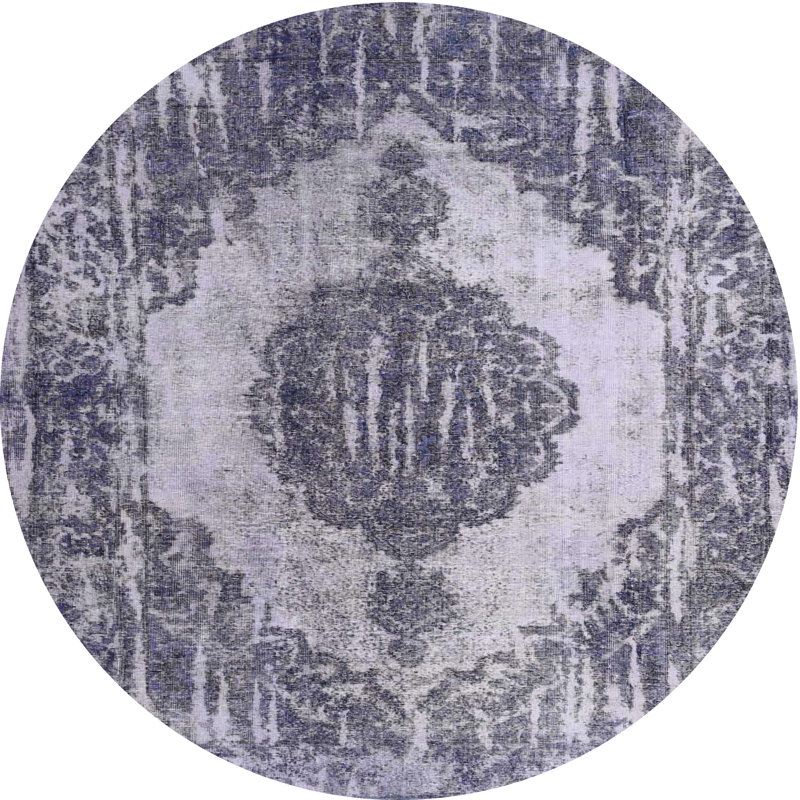 Tapis gris/zone noire contemporaine, Rond 8 pi