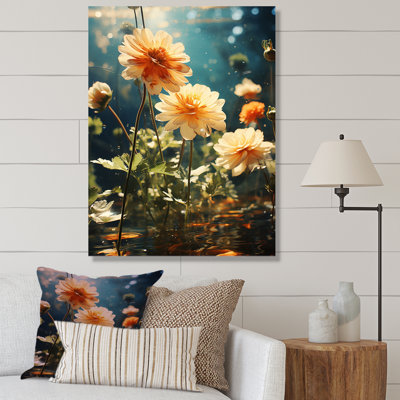 Fleurs de Zinnias jaunes et vertes II