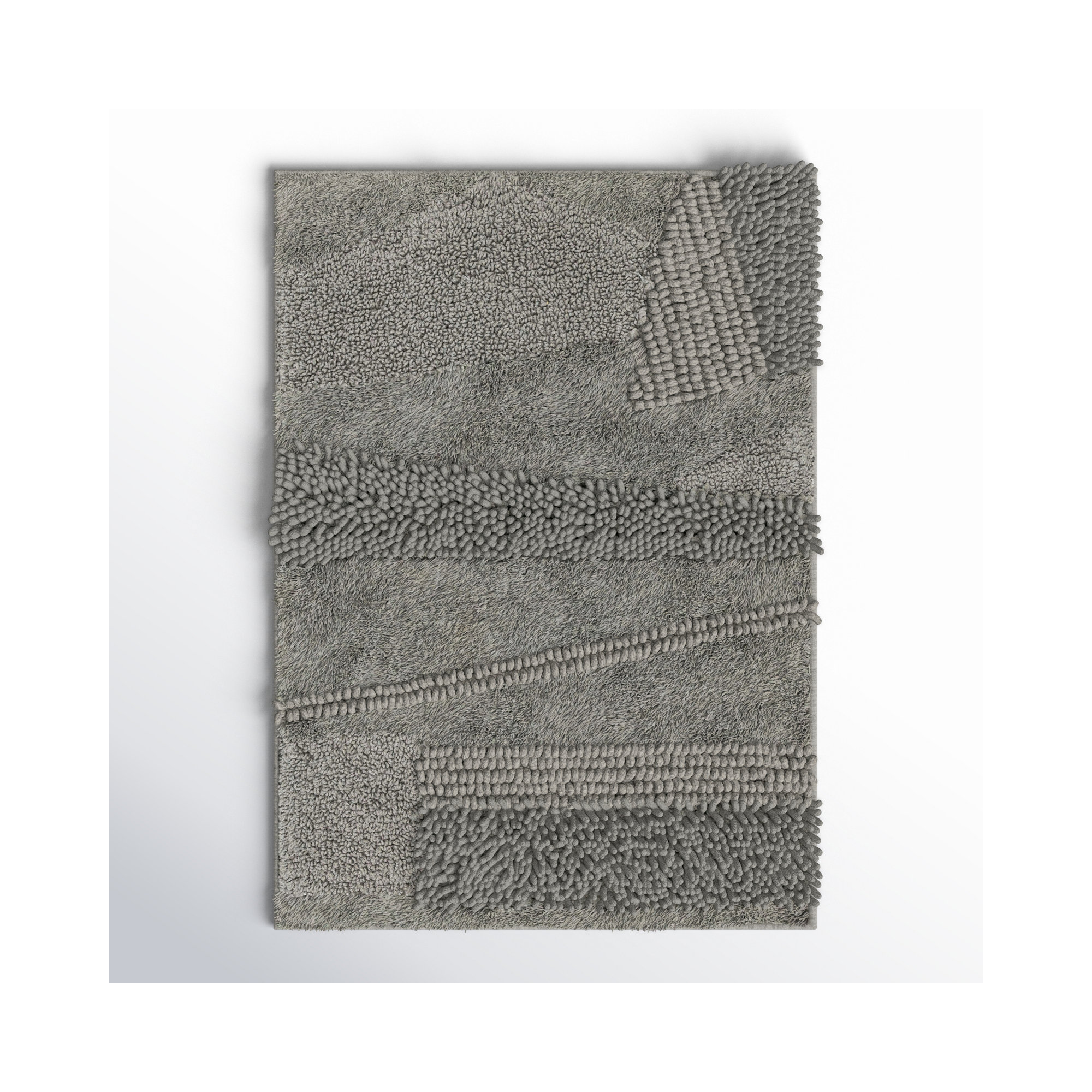 Laverne Solid Cotton Bath Rug, Cool Gray, 17" W x 24" L