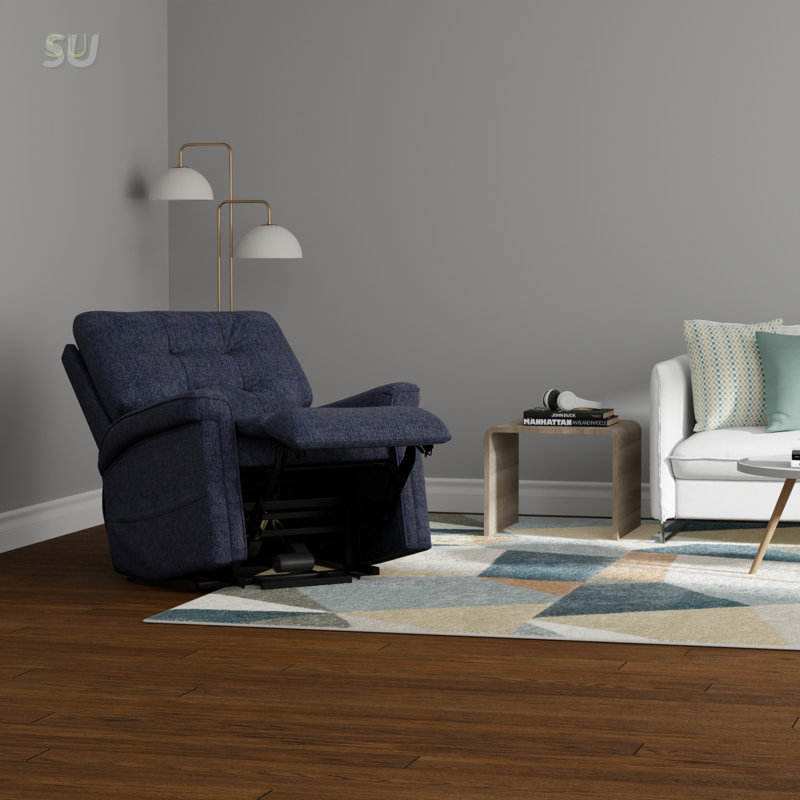Velour Power Lift Chair In Lugano Indigo, Soft And Supportive For Ultimate Relaxation And Comfort, Recliner