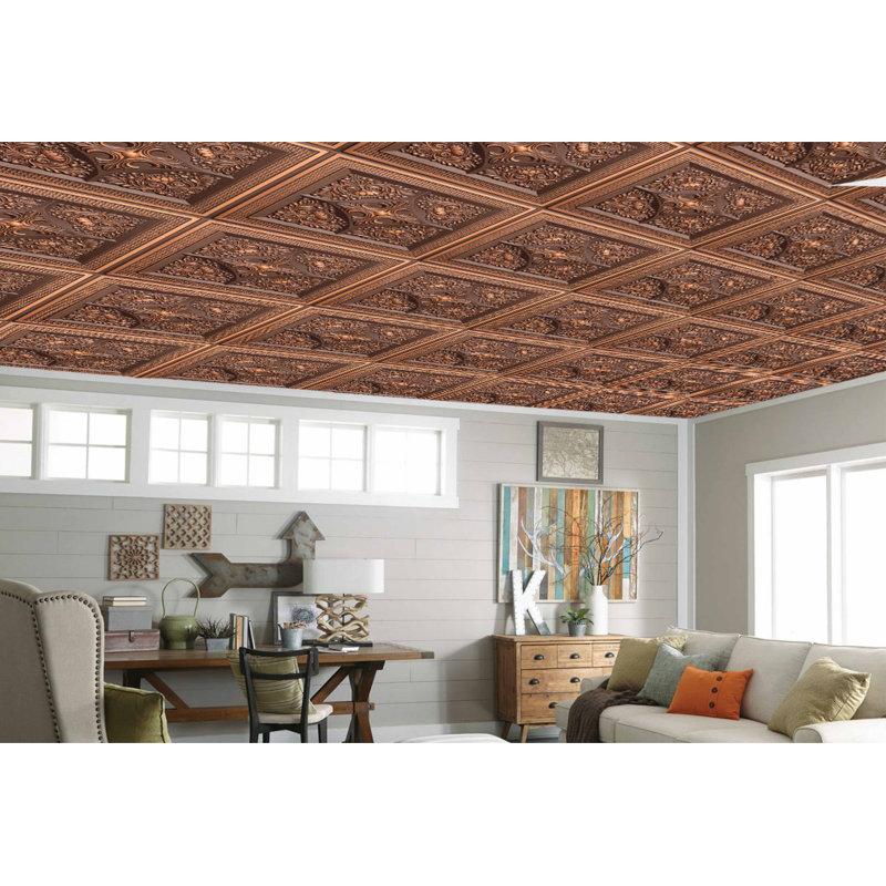 Carreau de plafond en PVC 2 pi x 2 pi Falkirk Perth, Cuivre antique