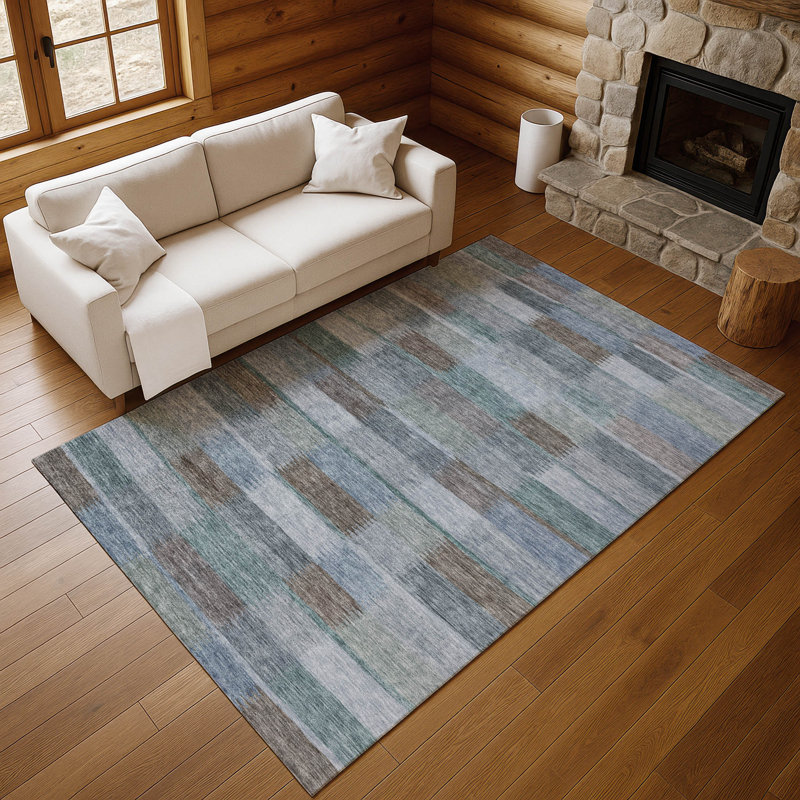 Premium Machine Washable Brennon AMF1628 Stripes Rug, Rectangle 10' x 14'