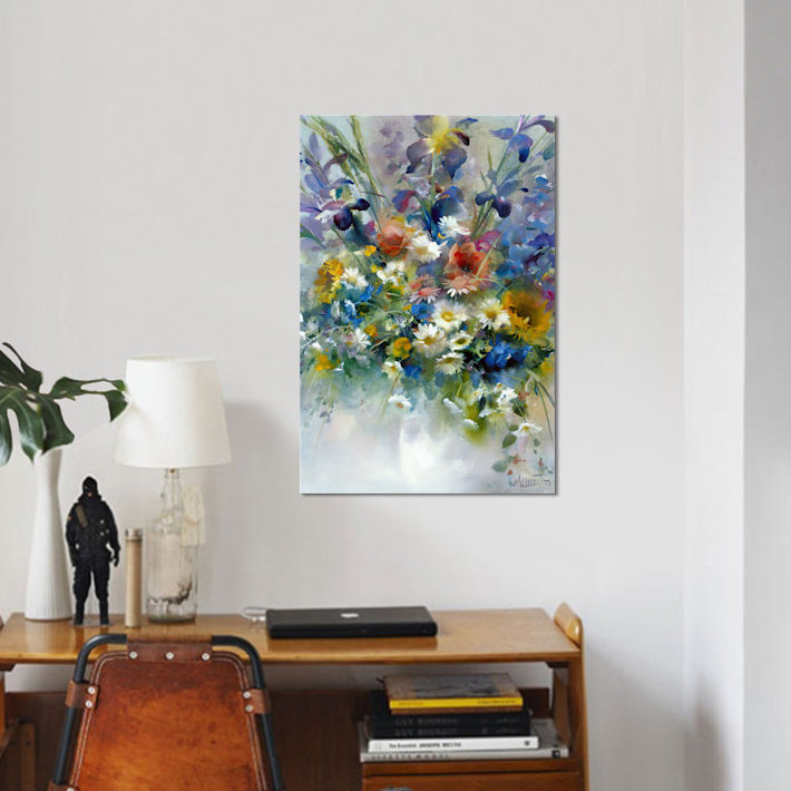 «Floral Impression», reproduction sur toile, H 12 po x l 8 po x P 0,75 po, Toile tendue, Pas de tapis
