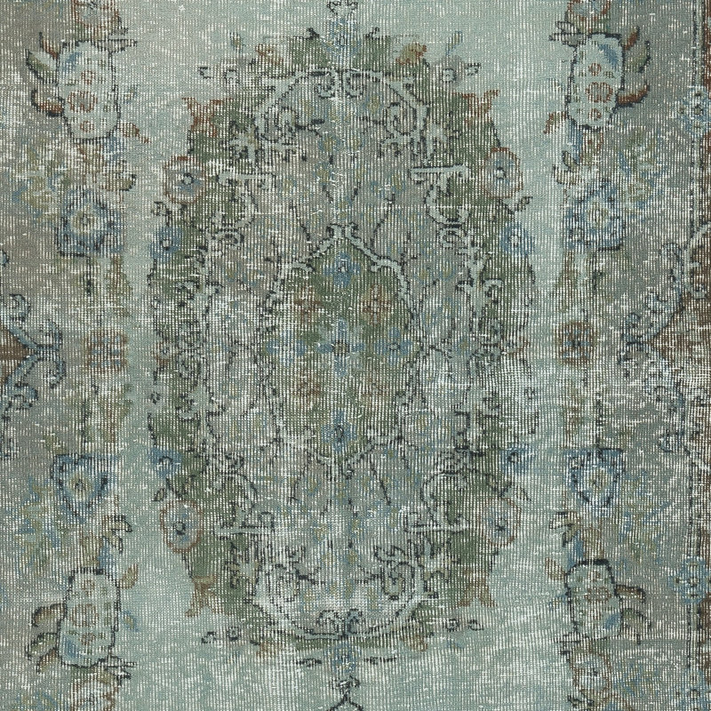 Tapis bleu 4 pi x 7,5 pi avec motif médaillon moderne fabriqué à la main en Turquie