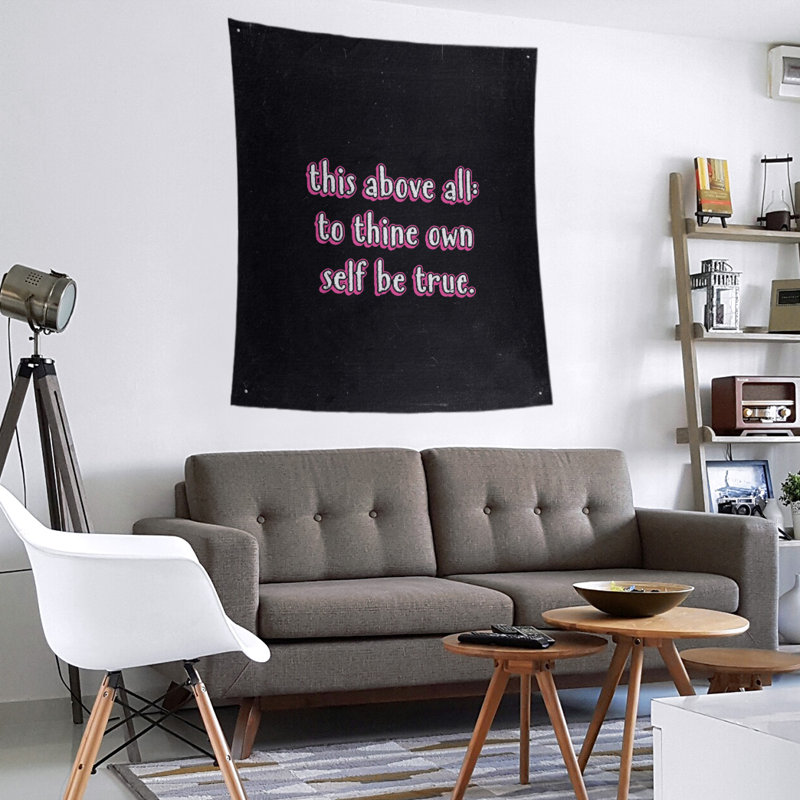 Tapisserie tableau noir en polyester, citation shakespeare, H 104 po x l 88 po, Rose