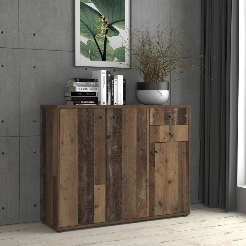 Amandla 108.8 cm W Chest of 2 Drawers, Old Wood