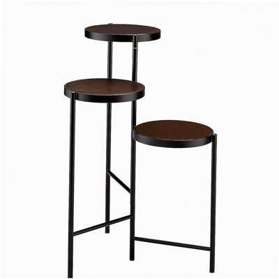 Support pour plante à plusieurs niveaux avec structure en métal, noir