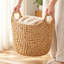 Lot de 2 paniers de rangement décoratifs extra larges en jacinthe d'eau naturelle tressée, en forme de bateau.
