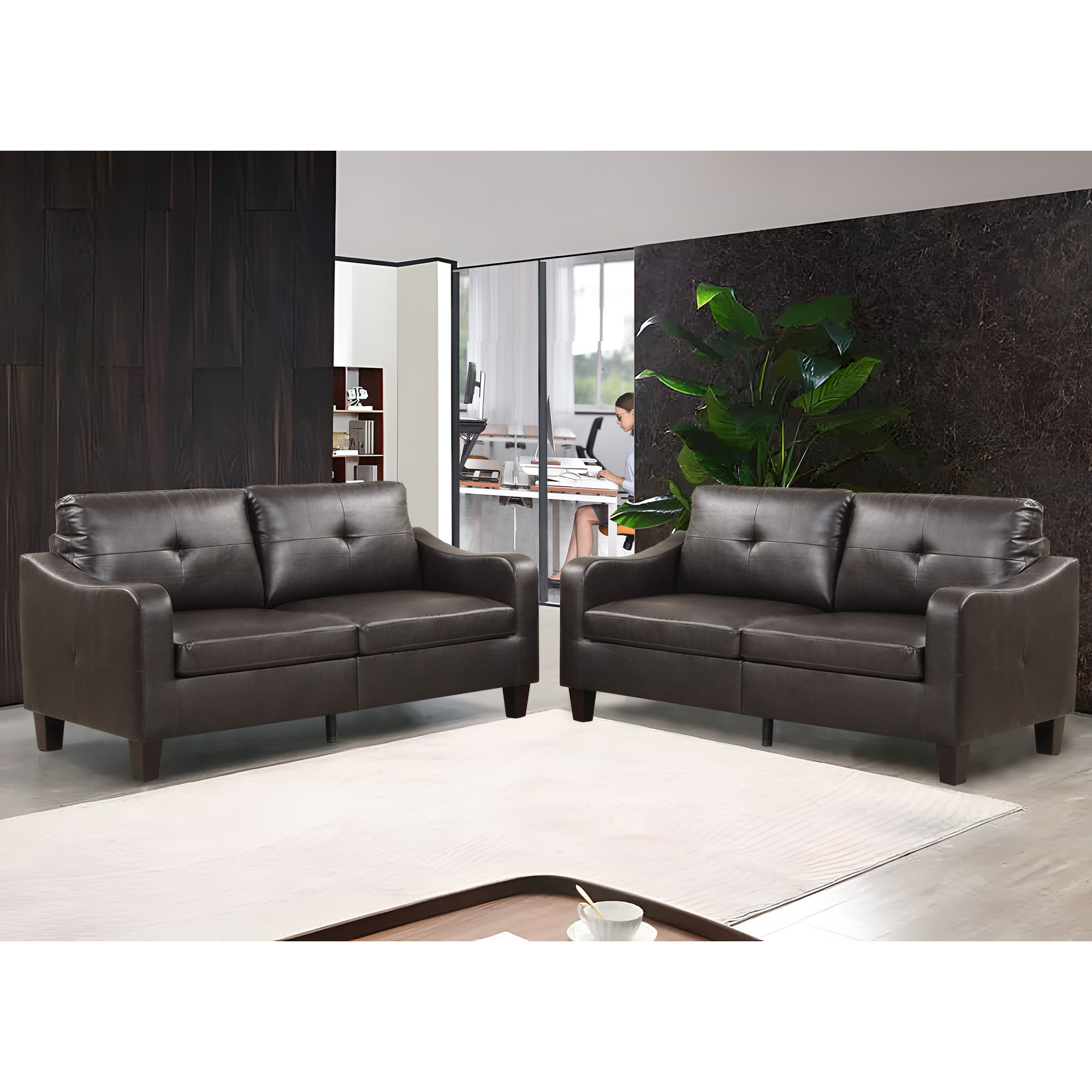 Leather reception sofa discount