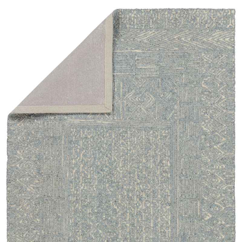 Geometric Area Rug in Blue/Cream, Rectangle 8' x 10'