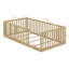 Lit simple avec balustrades et porte haute, structure de lit plateforme en bois d'hévéa avec garde-corps de sécurité