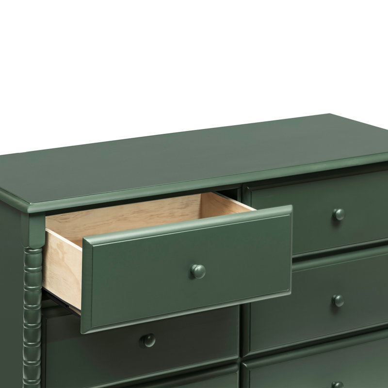 Forest Green Wood Spindle 6-Drawer Nursery Dresser