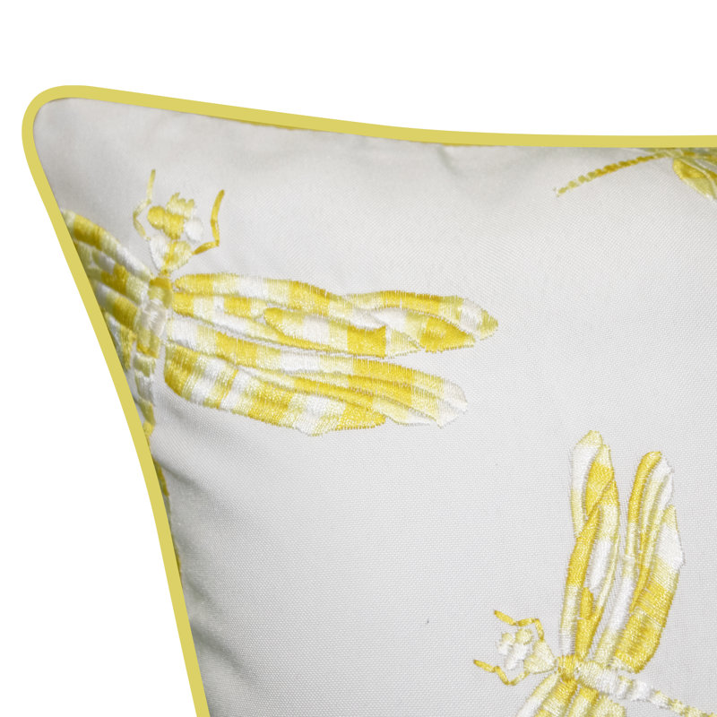 Indoor & Outdoor Dragonflies Collection Outdoor Rectangular Pillow Cover & Insert, Citron/White
