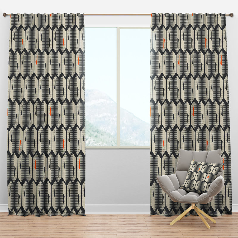 Panneau de rideau simple semi-diaphane avec passe-tringle Mid-Century, l 52 po x L 95 po