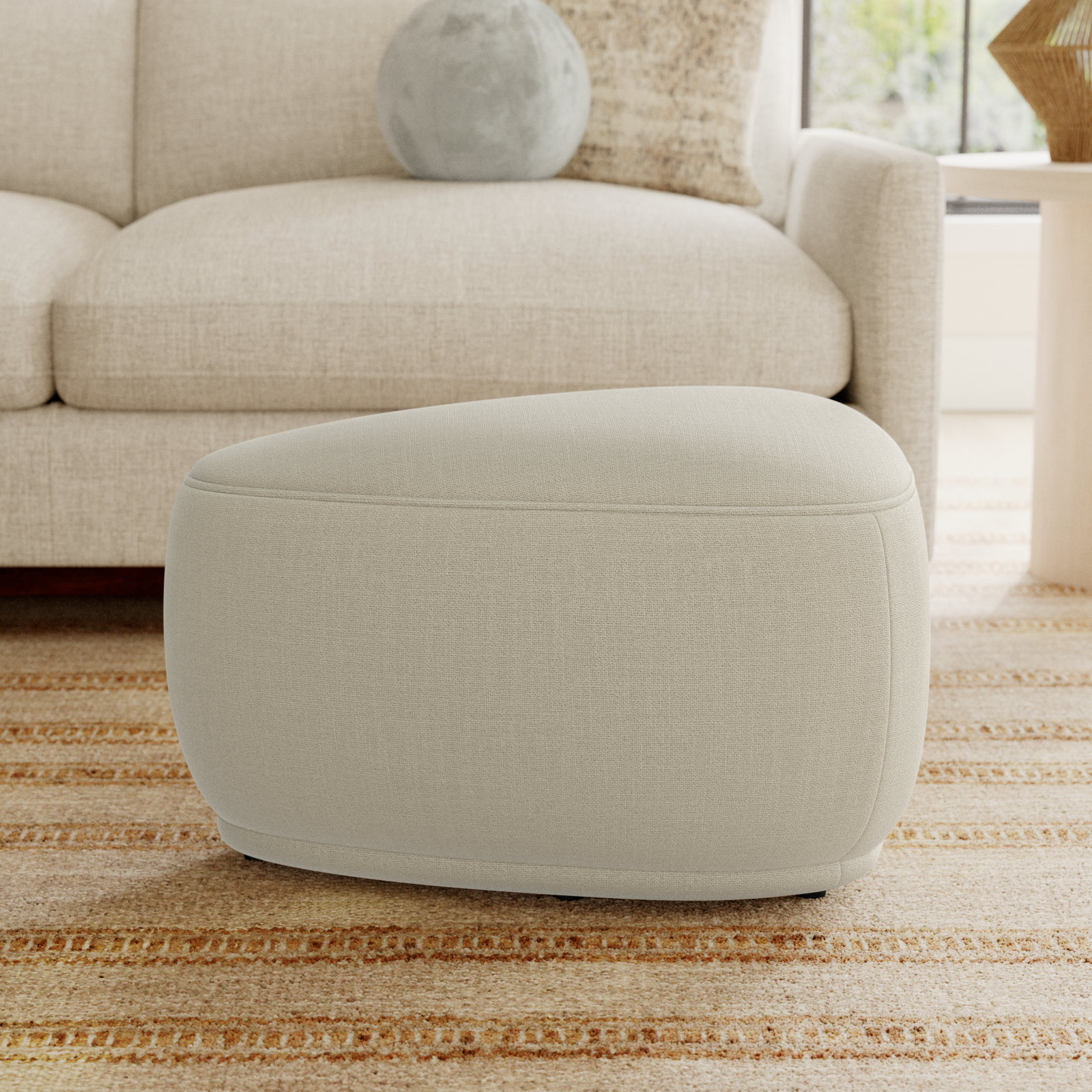 Adna 26" Ottoman, Effie Linen Performance