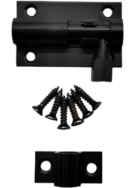 Black Straight Barrel Bolt Shutter / Door Accessory, 5cm H x 2.4cm W x 1.2cm D