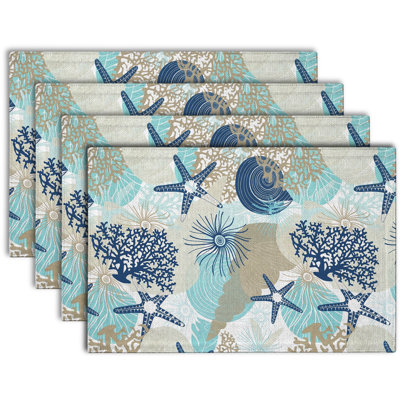 4-Piece Polyester Rectangle Dining Table Placemat