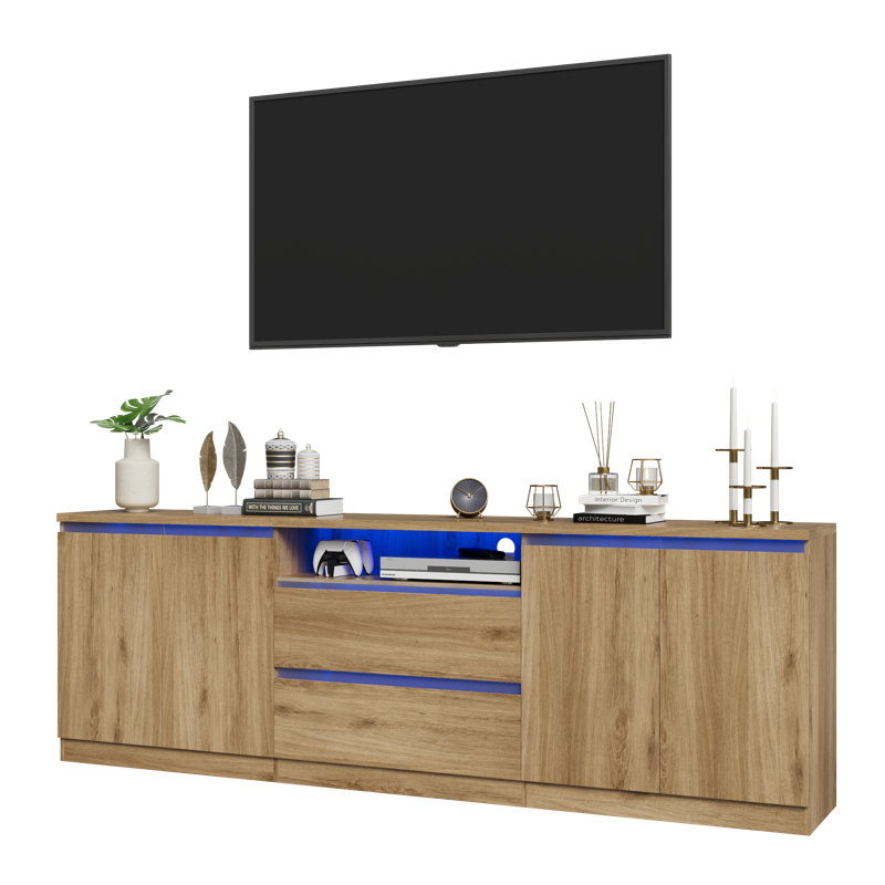 94.5" Led Modern Tv Stand For 100/90/80 Inch Tvs, Tall Entertainment Center With Storage Cabinets And Drawers, Media Console With Adjustable Shelves For Living Room