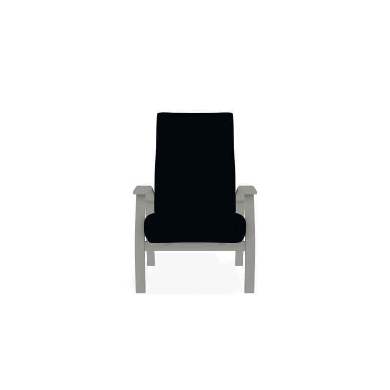 Chaise à dossier profond réglable en hauteur Belle Isle, Neige, Toile bleu marine Sunbrella®