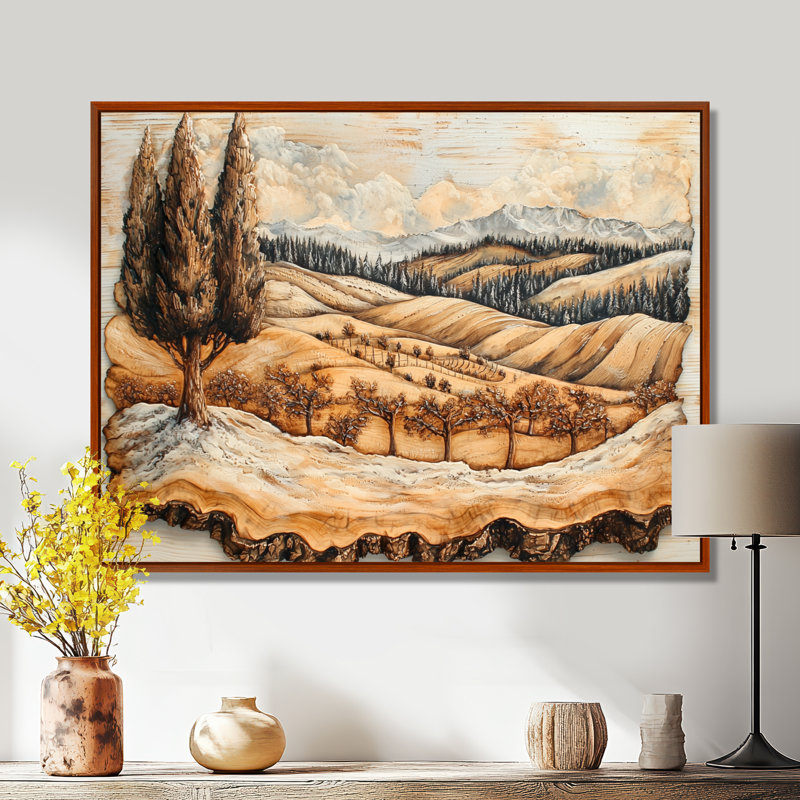 Dalke - vignoble, art mural, H 30 po x l 40 po, Impression encadrée flottante, Brun