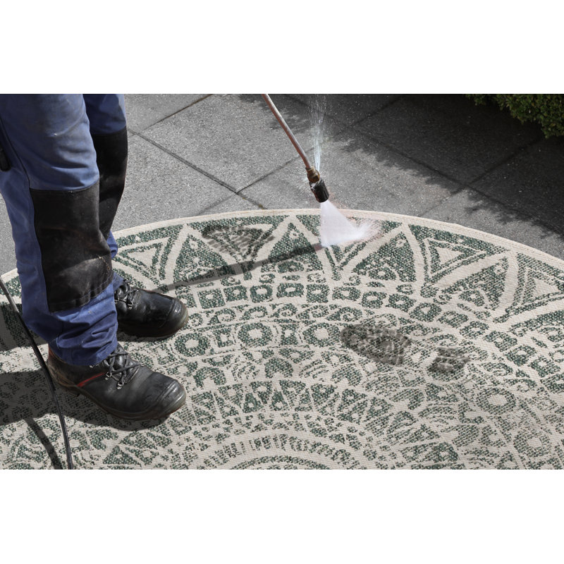 Rosica Flatweave Green Rug, Round 140 cm