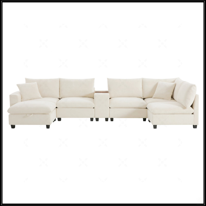 140'' Oversized Modular Sectional Sofa With Movable Storage Ottoman And Console