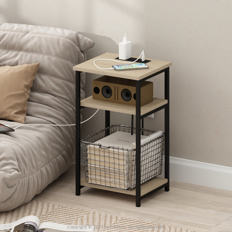 Kandiah End Table, Bauhaus Oak, Black