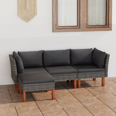 Torvi 23.6" Wide Eucalyptus Square Patio Sectional Set with Cushions