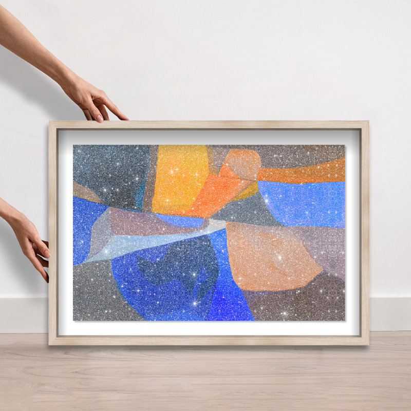 Patchwork Dream III Shadowbox Abstract Print by Oliver Gal, Black Frame, 15 x 10, 21.5"H x 31.5"W, Natural Oak Frame
