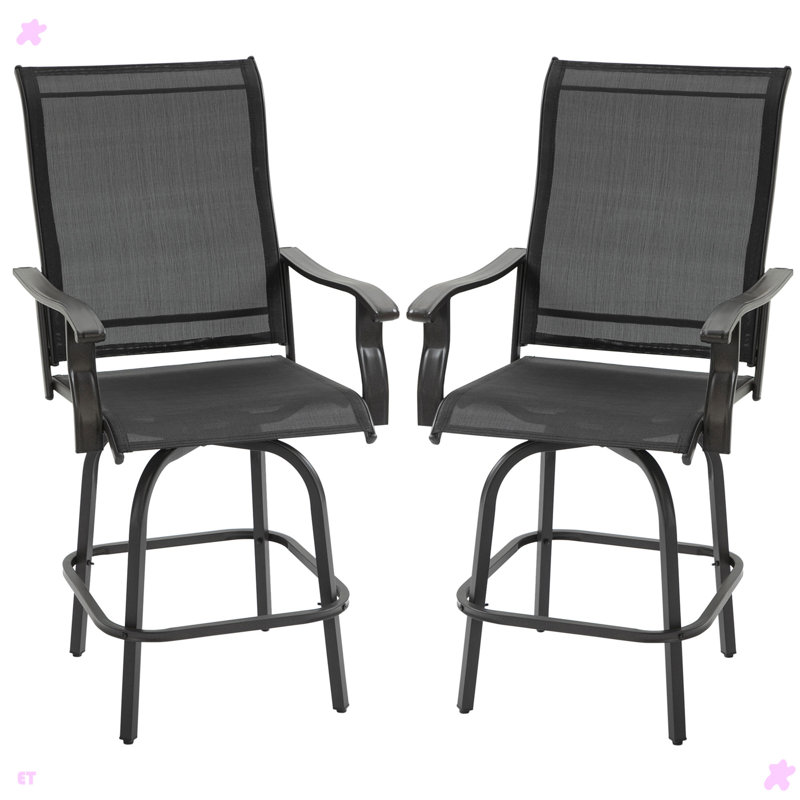 Tabouret de comptoir d'extérieur 25,25 po Tandis, Noir
