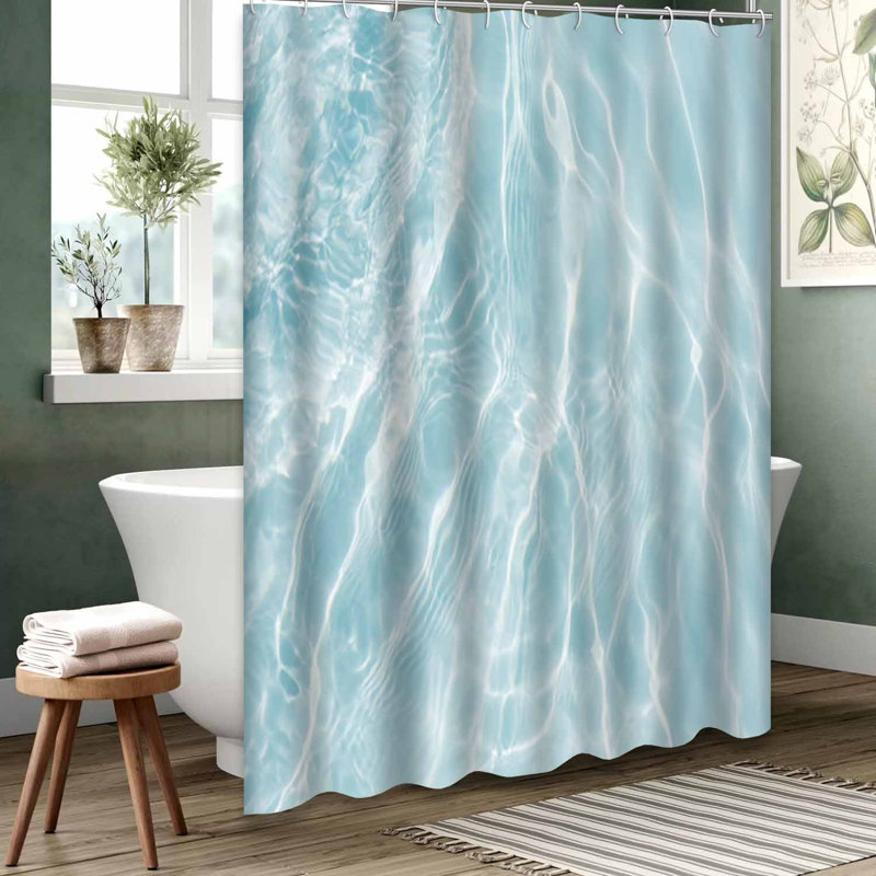 Rideau de douche bleu imperméable, rideaux de douche pour la salle de bain avec 12 crochets, 72" L x 72" W