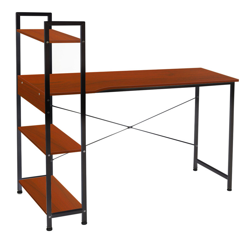 Metal Base Computer Desk, Brown/Black, 109.22cm H x 119.38cm W x 43.94cm D