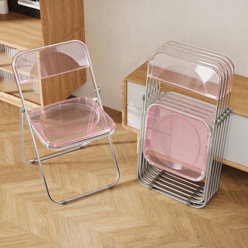 Ensemble de 6 chaises pliantes en acrylique rose, peu encombrantes, idéales pour la maison, le bureau, les fêtes et un usage quotidien.