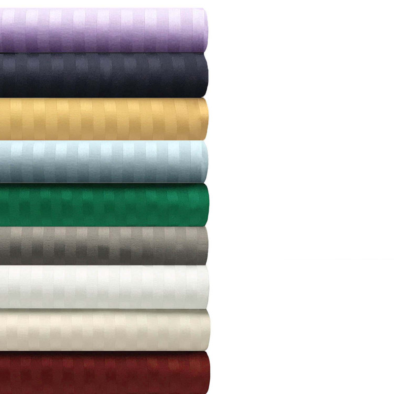 Quality Egyptian Quality Cotton 300 Thread Count Stripe Sheet Set, Burgundy, Split King Sheet Set