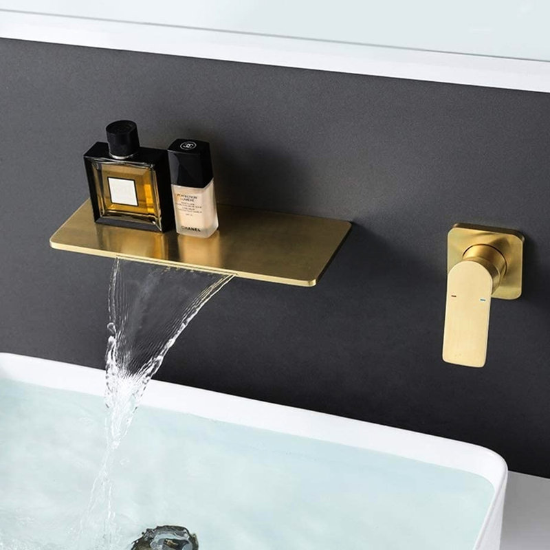 Robinet de lavabo pour salle de bain en or brossé - Fabriqué en laiton pour une gestion durable et de qualité du débit d'eau afin de créer un robinet moderne et attrayant