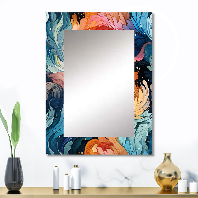Motif de cachemire artistique tourbillon - miroir cachemire, miroir mural décoratif glam, 32 po x 24 po