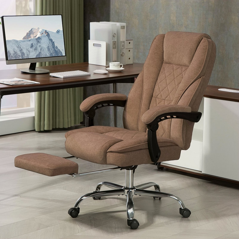Fauteuil de massage avec repose-pieds, fauteuil de bureau de direction avec 6 points de vibration et chaleur, fauteuil d'ordinateur inclinable, fauteuil de bureau pivotant, hauteur réglable