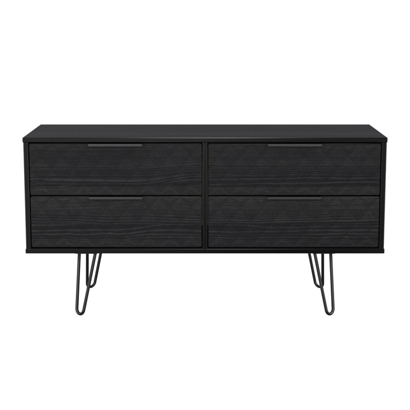 Talita 115cm W 4 - Drawer Chest of Drawers, Black