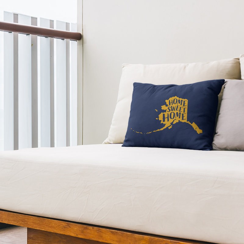 Outdoor Reversible Throw Pillow, Navy/Gold, Alaska