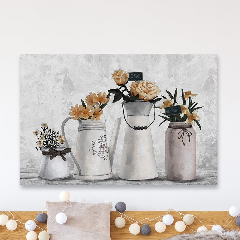 Classy Flowers - Wrapped Canvas Painting, 45cm H x 66cm W x 2cm D