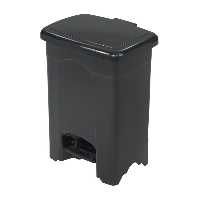 Receptacle 4 Gallon Step On Trash Can, Black