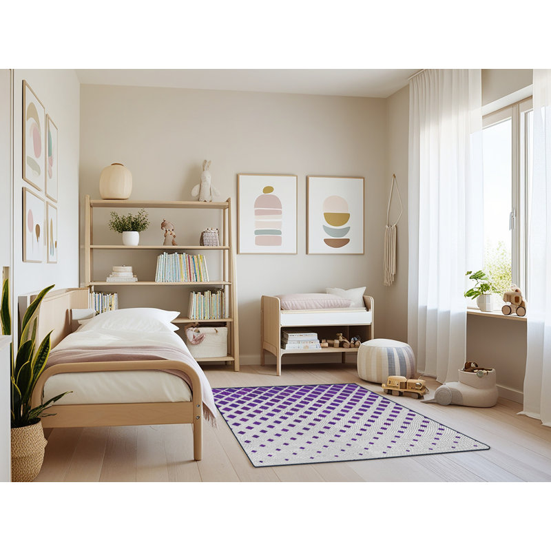 Tapis violet/blanc à motifs Holtzclaw, Rectangle 3 pi x 5 pi