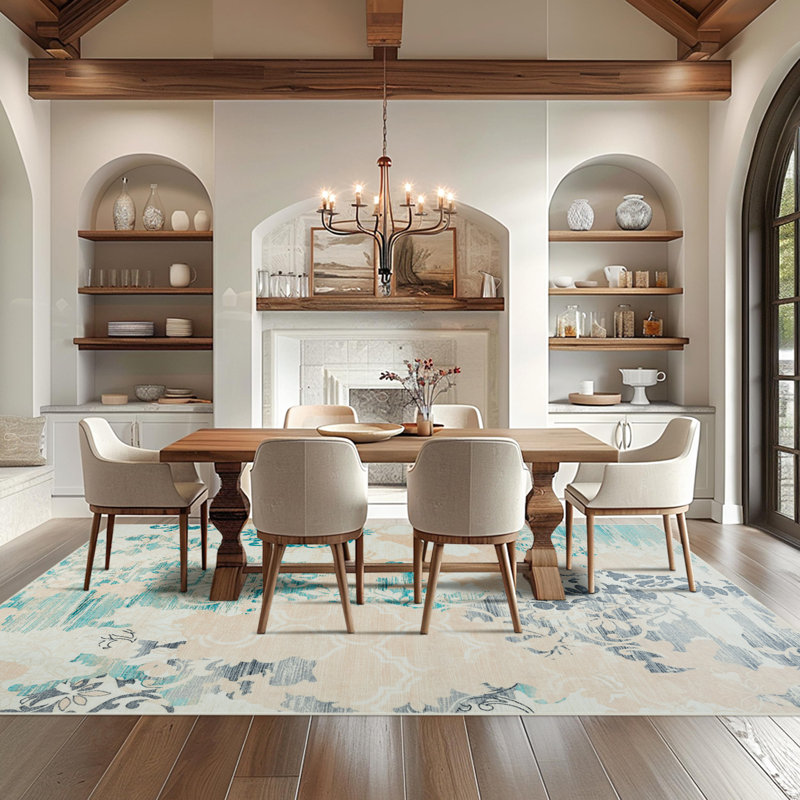 Large Living Room Area Rug Soft Abstract Farmhouse Rugs For Bedroom Under Dining Table, Rectangle 6' x 9'