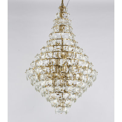 Lustre 27 lumières avec cristaux transparents suspendus