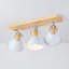 Luminaire de salle de bain 3 lumières multi-directionnel avec rail au plafond et support en bois massif