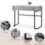 Meuble-lavabo à miroir 39 po avec base en acier inoxydable, coiffeuse à miroir avec 2 tiroirs, bureau polyvalent pour la chambre à coucher et le bureau, gris