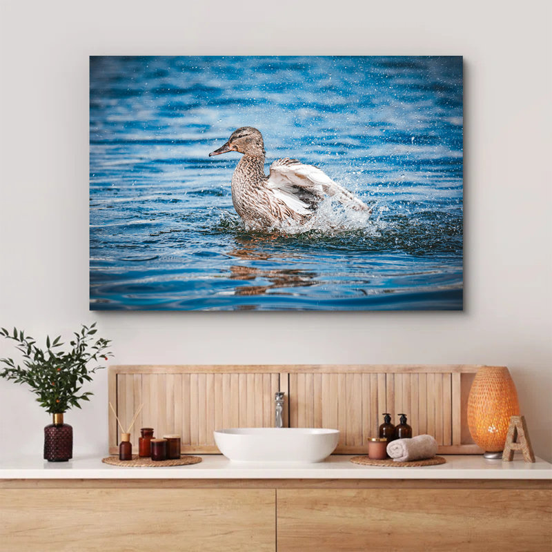 Duck Swimming in a Lake, 8" H x 12" W