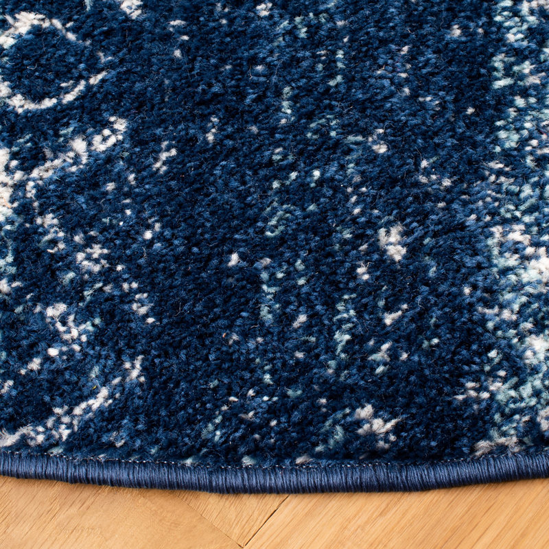 Tapis bleu / ivoire Peabody Southwestern, Rond 6 pi 7 po
