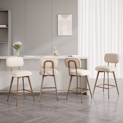 Upholstered Swivel Bar Stools with Metal Frame