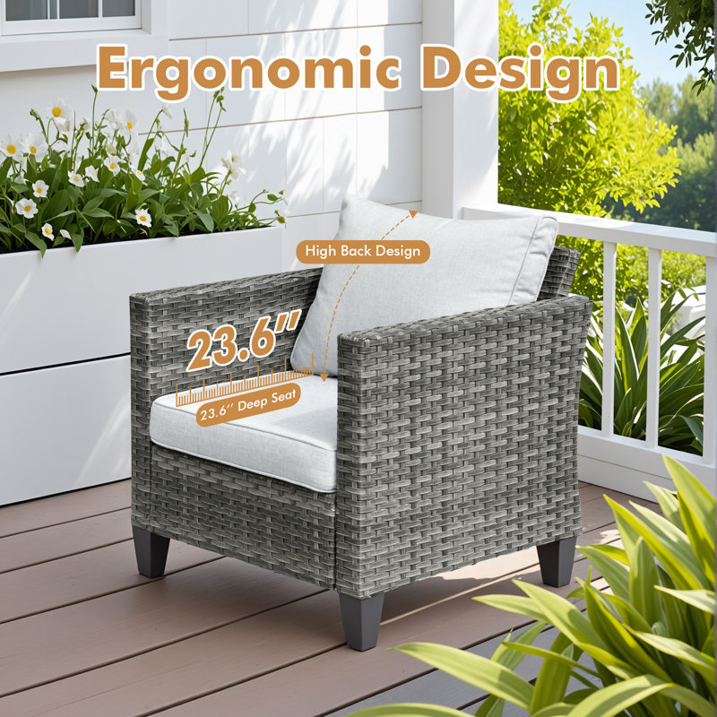 9 - Person Patio Furniture Set With Swivel Rocker, Outdoor Wicker Rattan Seating Group With Cushions, All Weather Sofa Conversation Set With Led Lighted Coffee Table For Garden Backyard